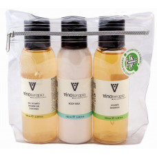 vinoterapia - Travel Set Hidra Spa De Malvasia Volcanica Duschbad, Shampoo, Body Milk mit Weintraubenmost & Aloe Vera 3x 100ml hergestellt auf Lanzarote