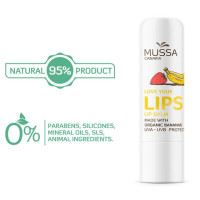 Mussa Canaria - Lip Balm Platano Fresa Ecologico Bio Lippenpflegestift Banane Erdbeere 4,3g hergestellt auf Teneriffa