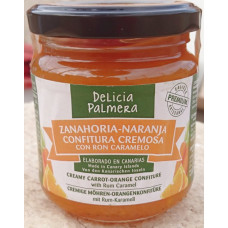 Delicia Palmera - Zanahoria-Naranja Confitura Cremosa con Ron Caramelo 212g Glas hergestellt auf La Palma