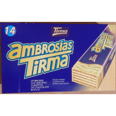 Tirma - Ambrosias Blanco white Chocolate Waffelriegel weiße Schokolade 14 Stück 301g hergestellt auf Gran Canaria