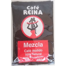 Cafe Reina - Mezcla Molido 50% Tueste Natural 50% Torrefacto Kaffee gemahlen 250g Tüte hergestellt auf Teneriffa