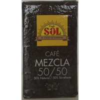 Café Sol - Mezcla molido 50% Natural / 50% Torrefacto Röstkaffee gemahlen gemischt 250g Karton hergestellt auf Gran Canaria