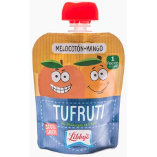 Libby's - Tufruti Melocoton-Mango Pfirsich-Mango-Smoothie Quetschtüte für Kinder 90g hergestellt auf Teneriffa