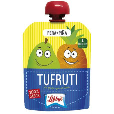 Libby's - Tufruti Pera-Pina Birne-Ananas-Smoothie Quetschtüte für Kinder 4x 90g hergestellt auf Teneriffa