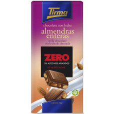 Tirma - Chocolate con Leche Almendras enteras Zero sin Azucares Nussschokolade ohne Zucker 125g hergestellt auf Gran Canaria