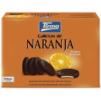 Tirma - Galletas de Naranja 70% Chocolate Negro Bitterschokolade mit Orangengeleefüllung 6x4x8,33g 200g hergestellt auf Gran Canaria
