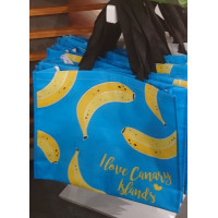 Strandtasche Einkaufstasche I Love Canary Islands Platano blau mit Bananen-Motive