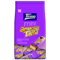 Tirma - Mini Ambrosias Tradicional Chocolate Schoko-Waffelriegel 16x 13,5g 216g Tüte hergestellt auf Gran Canaria