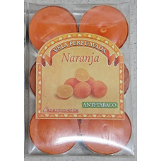 Canaryceras - Vela Perumada Anti-Tabaco Naranja 6 Duft-Teelichte Kerzen Orange hergestellt auf Teneriffa
